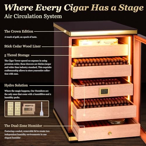 500-Count Cigar Humidor Cabinet with Digital Hygrometer, Gift Set - Image 3