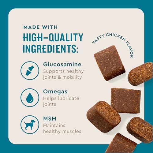 VetIQ Advanced Hip & Joint Chews for Dogs, 60 Count, Chicken Flavored Supplements Made with Glucosamine, Omega 3’s, Chondroitin, MSM & Green Lipped Mussel, Increases Mobility & Maintains Muscles - Image 4