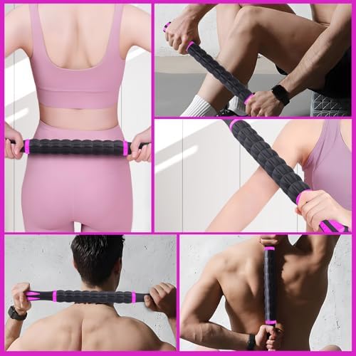 Muscle Roller Stick for Athletes, Massage Roller Stick, Lymphatic Drainage and Liposuction Massage Roller, Relieves Muscle Soreness, Trigger Points, for Physical Therapy and Recovery (Purple & Black) - Image 5