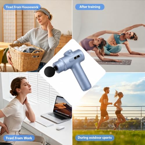 Massage Gun Deep Tissue, Handheld Neck Massager, Portable - 6 Adjustable Vibration Levels, Electric Back Massagers for Athletes, Home & Gym, Mothers Day Gifts (Blue) - Image 7