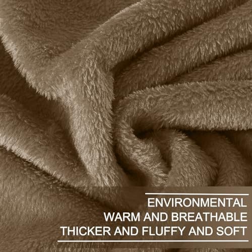 Fleece Blankets for All Season - Premium Lightweight Anti-Static Throw for Queen/Full Size Bed Extra Soft Brush Fabric Warm Sofa Thermal Blanket 90" x 90"(Taupe) - Image 5