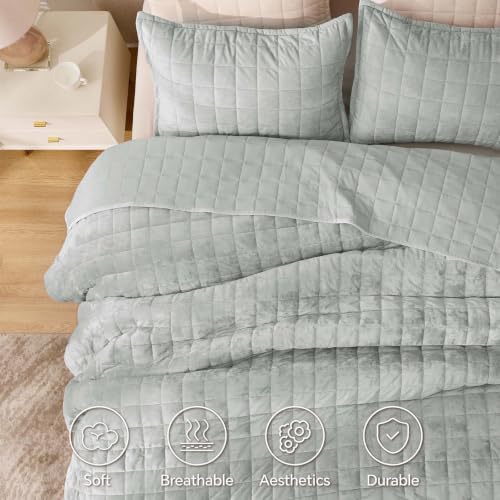 BEDELITE Velvet Quilt Set Queen Size, Luxury Velvet Comforter Bedding - Image 4