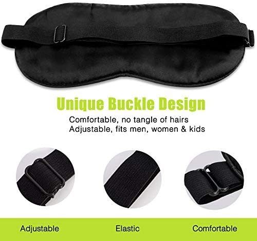 Sleep Eye Mask for Men Women, Night Sleep Mask, Block Out Light, Soft Comfort Eye Shade Cover for Travel Office Home Blindfold with Adjustable Strap Black (Off White) - Image 4