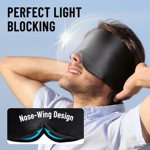 100% Mulberry Silk Sleep Mask, Large Eye Cover for Sleeping, Comfortable and Pressure-Free Sleeping Masks for Women Men, Completely Blackout (Black) - Image 4