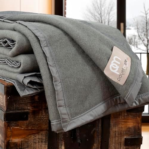 Poyet Motte Rivoli Solid 400GSM 100% Virgin Wool Blanket, Medium/Heavy Weight, Machine Washable (Grey Solid, Twin Size) - Image 7