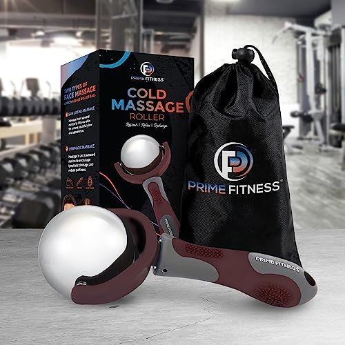 PRIME Fitness Cold Massage Roller Ball | Cold Therapy | Ice Roller Ball with Handle | cryo Stick | Relieve Muscle Pain (Maroon) - Image 2