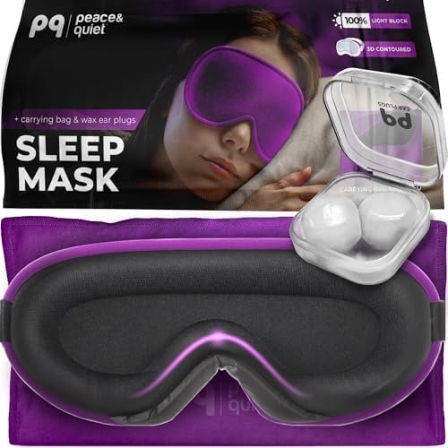 Peace&Quiet | PQ Sleep Mask for Side Sleepers - 3D Contoured Light Blocking Sleeping Mask for Women and Men, Lightweight & Soft Eye Shade Cover for Deep Rest, Premium Quality (Purple) by PeaceQuiet