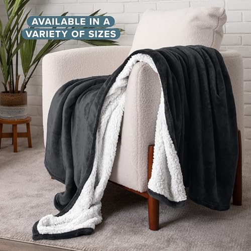 Bare Home Sherpa Fleece Blanket (Twin/Twin XL, Black) - Image 2