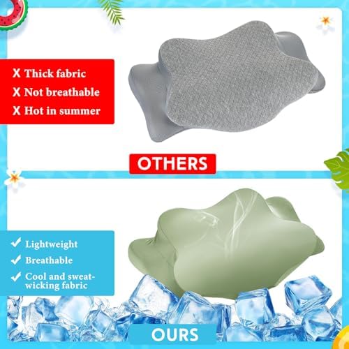 Hahafelt Cooling Cervical Neck Pillowcase,Saga Green,Standard Size - Image 3
