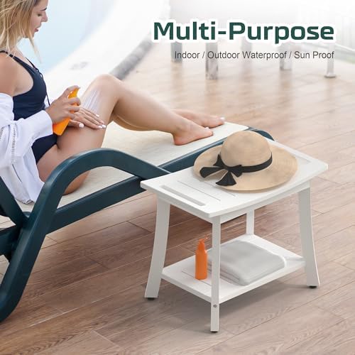 Waterproof HIPS Shower Bench for Inside Shower, Shower Stool, White - Image 7