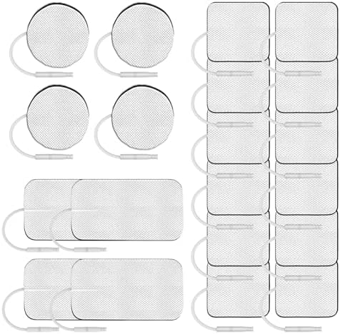 TENS Unit EMS Device Replacement Pads 20 Pcs Reusable Electrode Pads with Self-Stick Performance and Non-Irritating Design with All 2mm Pin Units Compatible with AUVON Care Tens, TENS 7000 by KRLCARE