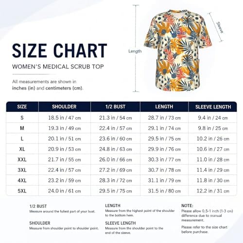 Men's Scrub Top,V-Neck Spill Wrinkle Resistant,3 Pockets-Tropical Palm Leaf Football (4) - Image 5