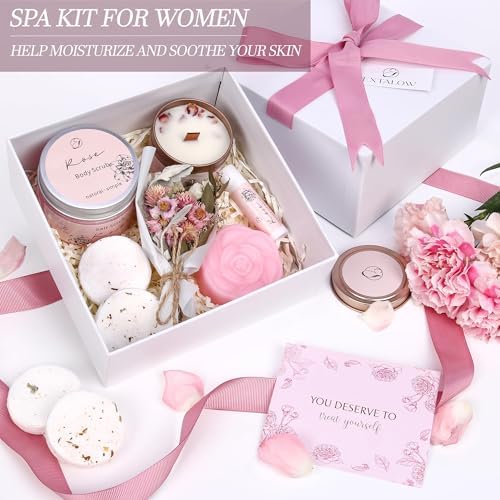 Spa Gifts for Women, Rose Home Spa Kit Bath Set Happy Birthday Gift Baskets - Image 4
