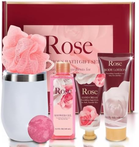 Gifts for Women, 6pcs Rose Spa Womens Gifts Set, Self Care Gift for Women by spaluxetique