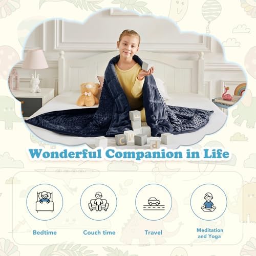 CuteKing Weighted Blanket - Weighted Blanket with Premium Glass Beads - Heavy Blanket Crystal Velvet for Comfortable Rest - Thick Blanket All Season (10lbs, 50"x60", Blue Bubble) - Image 4
