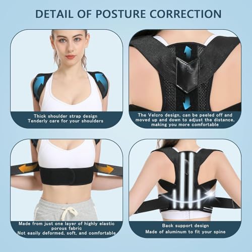 Back Brace Posture Corrector, Adjustable Posture Back Brace, Men/Women back posture corrector, Upper and Lower Back Pain Relief - Scoliosis, Hunchback, Spine Corrector (L) - Image 4