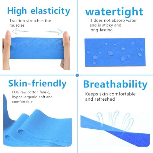 SOON GO Kinesiology Tape Pro 2 Rolls, 2 Inch High Elasticity Sports Tape Therapeutic Pain Relief–Physio Tape for Muscle Recovery & Joint Support, Waterproof & Hypoallergenic & Breathable–Blue - Image 4