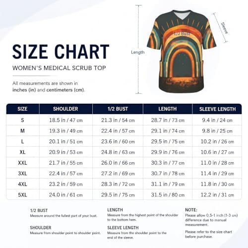 Men's Scrub Top,V-Neck Spill Wrinkle Resistant,3 Pockets-Boho Rainbow (2) - Image 5
