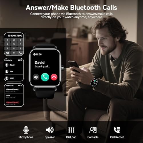 Smart Watch for Men Women, 1.83" HD Touchscreen Fitness Tracker, Smartwatch with Bluetooth Calling, 130+ Sports Modes, Heart Rate Sleep Step Monitor, IP68 Waterproof, Compatible with iOS & Android - Image 2