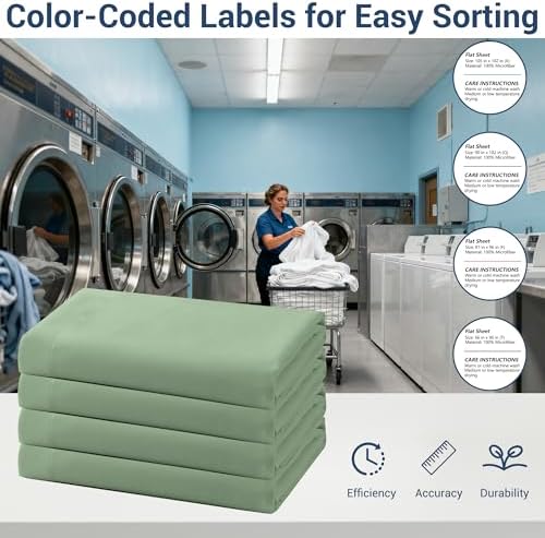 Twin Flat Sheet Only, 1 Pack Top Bed Sheets, Soft Breathable Brushed Microfiber Color-Coded Label Threads, (66"x96",Sage Green) - Image 4