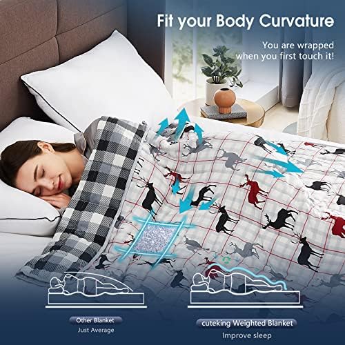 CuteKing Weighted Blanket for Adults(15lbs, 48"x72", Deer) Heavy Blanket for 140-150lbs, Weighted Blanket for Cooling & Heating with Premium Glass Beads, Soft Thick Blanket for Adult All-Season - Image 5