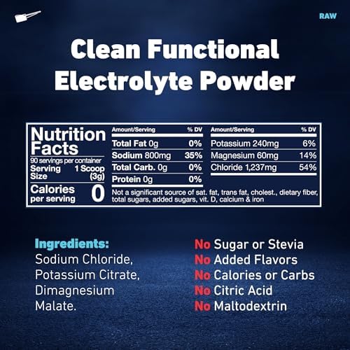 Electrolytes Powder, Raw Unflavored, 800mg Sodium, 90 Servings - Image 6
