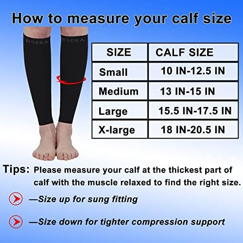 BSERA Calf Compression Sleeve Women, 2 Pairs 15-20mmHg Calf Support Footless Compression Socks Stockings for Shin Splints, Varicose Veins, Recovery (Black, Small) - Image 2