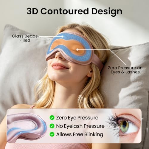 Weighted Eye Mask for Sleep, 3D Blackout Sleep Mask for Women Men, Pink - Image 3