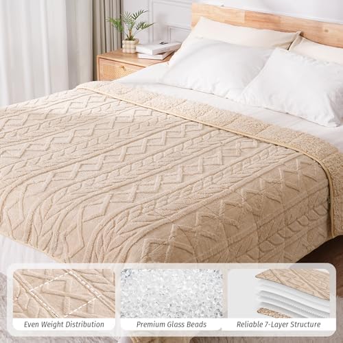 Wemore Soft Weighted Blanket for Adults 60" x 80" 15 lbs Queen Size Khaki - Image 3