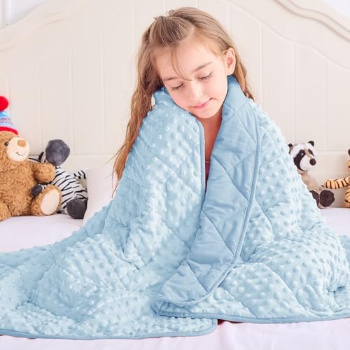 yescool Weighted Blanket 3 lb Light Blue Small Weighted Lap Blanket for Boys and Girls, Cooling Weighted Throws Blanket Minky Heavy Blankets, for 20-45lbs, 36 * 48in - Image 2