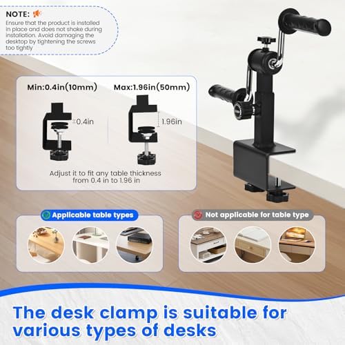 Arm Bike for Physical Therapy, Hand Bike Pedal Exerciser, Portable Arm Exercise Equipment for Arm and Shoulder Workout, Desktop Clamp Design, Suitable for Tabletops 0.4-1.95 in Thick - Image 4