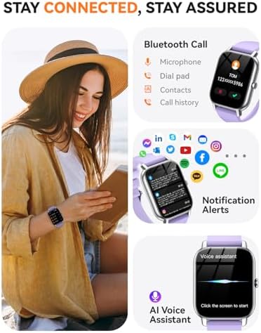 Smart Watches for Men Women, Fitness Tracker with Activity Counter/Sleep Monitor, IP68 Waterproof Smart Watch for Android iPhone iOS Compatible (Lavender, 1.83) - Image 2