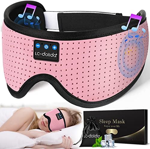 Sleep Mask with Bluetooth Headphones,LC-dolida Sleep Headphones Bluetooth Sleep Mask 3D Sleeping Headphones for Side Sleepers Best Gift and Travel Essential (Classical Pink) by LC-dolida