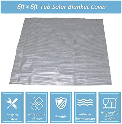 Hot Tub Bubble Blanket - 6 x 6 FT 16-Mil Square Pool Spa Solar Cover | Heavy Duty Floating Heat Retaining Thermal Blanket for Insulating Solar Heating （Gray - Image 3