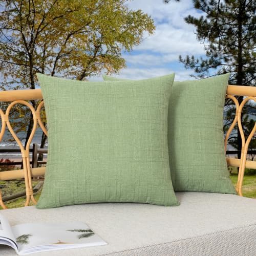 Kevin Textile Outdoor Waterproof 24”x24” Pillow Covers 2 Pack, Sage Green by KevinTextile