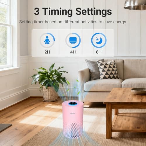 Cobectal Air Purifiers for Home Bedroom with 3-in-1 Filter, Pink - Image 6