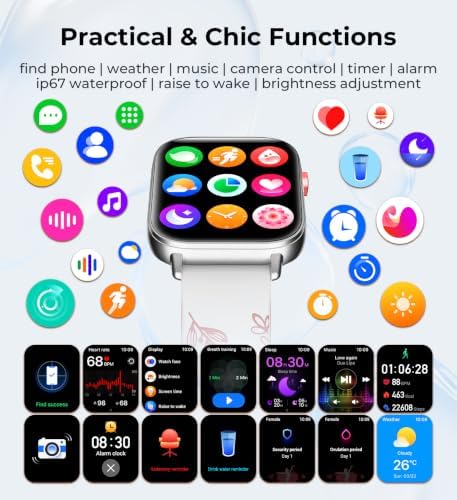 Iaret Smart Watch for Women, 1.83" HD Fitness Tracker with 4 Bands, Answer/Make Calls, Heart Rate/Sleep/SpO2/Step Tracking, 100+ Sport Modes, Android/iPhone Compatible Gift (Silver) - Image 7
