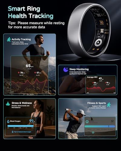 Smart Ring for Women Men, Health & Fitness Tracker Ring, Brushed Gold,#11 - Image 5