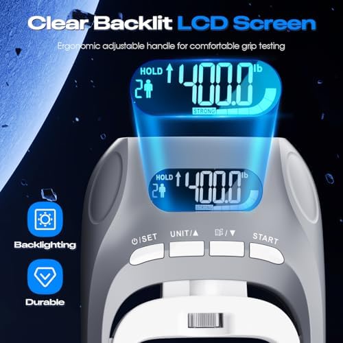 Electronic Grip Strength Tester With Adjustable Hand Gripper, Hand Dynamometer of 400lbs/180kg Tester Set with Digital Display – Precision Training for Rehab, Fitness, and Home Gym - Image 4