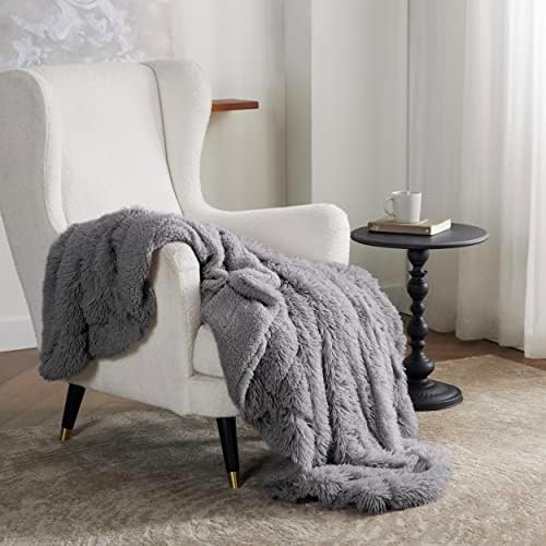 Bedsure Faux Fur Fluffy Sherpa Throw Blanket Couch Twin Light Grey 60"x80" - Image 5