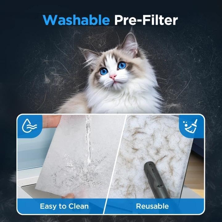 MOOKA Air Purifier for Home Pets Large Room 1300 Ft², Washable Pre-Filter (White) - Image 4