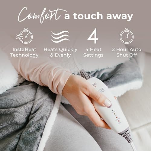 Pure Enrichment WeightedWarmth - 2-in-1 Heated Weighted Blanket, 13 lbs (50” x 60”) Large, 4 Relaxing InstaHeat™ Settings, Cozy and Soft Micromink and Sherpa, Reversible Throw with Storage Bag - Image 4
