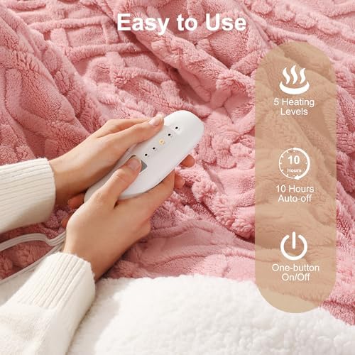 Pink Heated Blanket Twin - 62"x84" Electric Blanket Twin Heating Blanket - Image 6