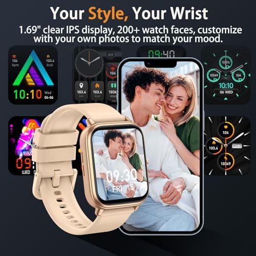 Smart Watch Fitness Tracker for Men Women, Answer/Make Call, 1000 mAh Battery, 120+ Sport Modes, Step Counter, Sleep Monitor Fitness Watch, Smartwatch for Android iPhone iOS (Golden) - Image 6