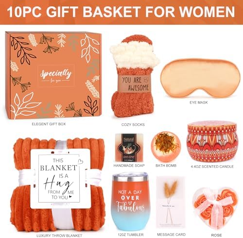 Halloween Fall Basket,Fall Gifts for Women Orange,Halloween,Fall Birthday Gifts for Women Mom Her Wife Friend,Self Care Get Well Gift Spa Set,Thank You, Teacher,Thanksgiving,Boo Basket Gift Box Cozy - Image 2