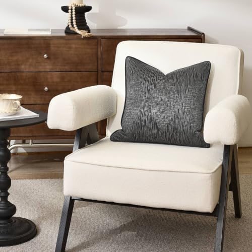 Designer Onyx Black Abstract Texture Throw Pillow Cover, Luxury Pillow Cover for Modern & Classic Home Decor, 18x18 Inch (Single Pack) - Image 5