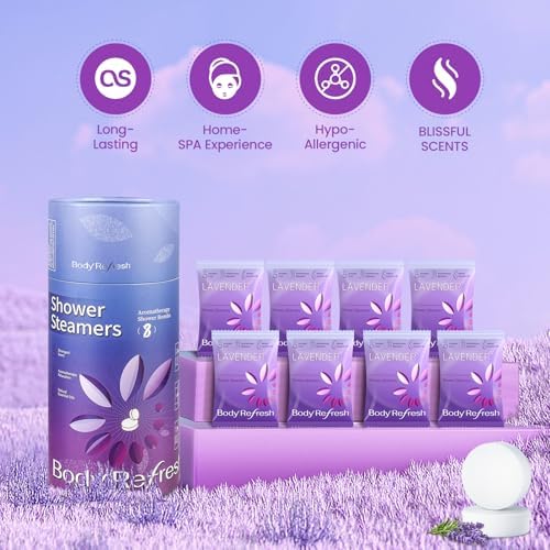 BodyRefresh Lavender Shower Steamers Aromatherapy 8 Pack - Birthday Gifts for Women Mom Wife, Shower Bombs with Essentials Oil for Home Spa Relaxation Self Care - Image 2