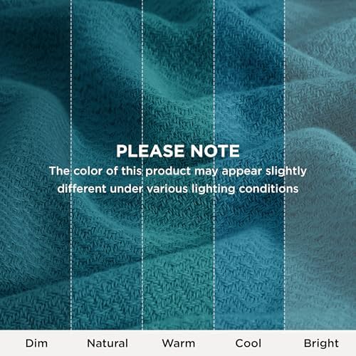 Bedsure 100% Cotton Blanket, Herringbone Weave, King, Teal - Image 7