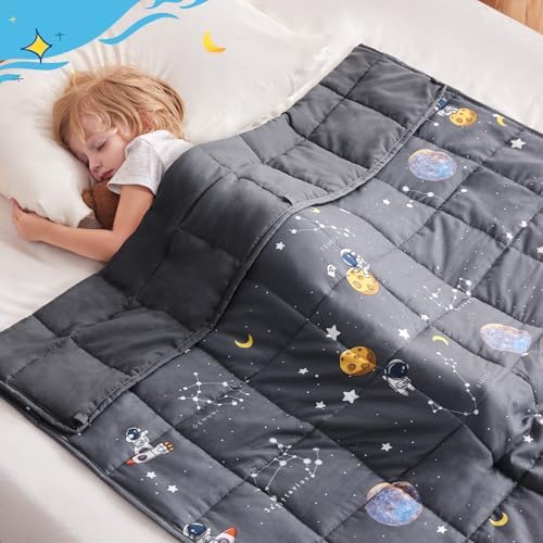 anfie Weighted Blanket Kids (40"x60" 7lbs) Cooling Weighted Blanket for Sleeping, Throw Size Breathable Blanket with Premium Glass Bead(Space Grey) - Image 4