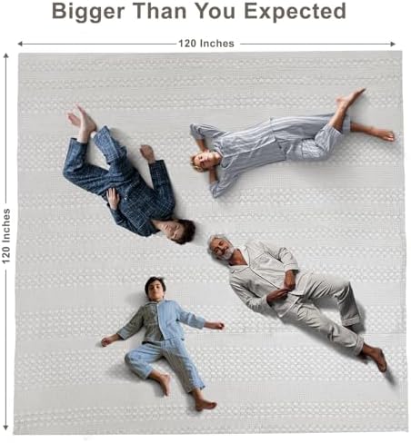 PHF Lightweight 100% Cotton Waffle Blanket, Oversized King, Light Grey - Image 6